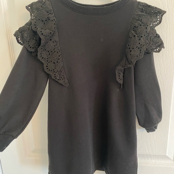 H&M girls Black Dress with Lace Ruffle Sleeves - Picture 1 of 2